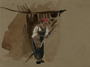Selská žena při práci