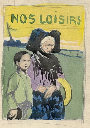 Návrh na obálku "Nos Loisirs" - Stará Alsasanka s chlapcem