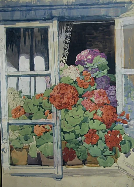 Okno s pelargoniemi