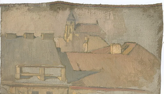 Náčrt staroměstských střech s kostelem sv. Jiljí
