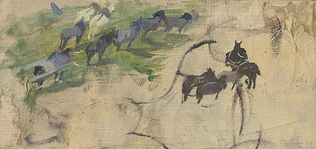 Studie tažných koní - skica