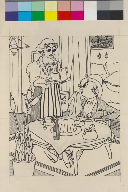 kresba; Ilustrace L´Assiette au Beurre, Les jores du foyer