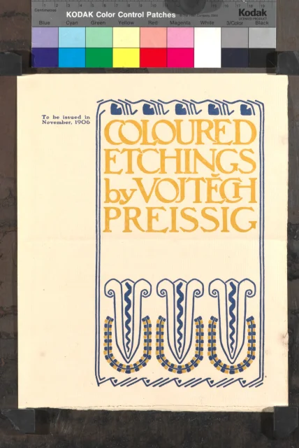 Leták; Leták k vydání leptů Coloured Etchings by V. Preissig